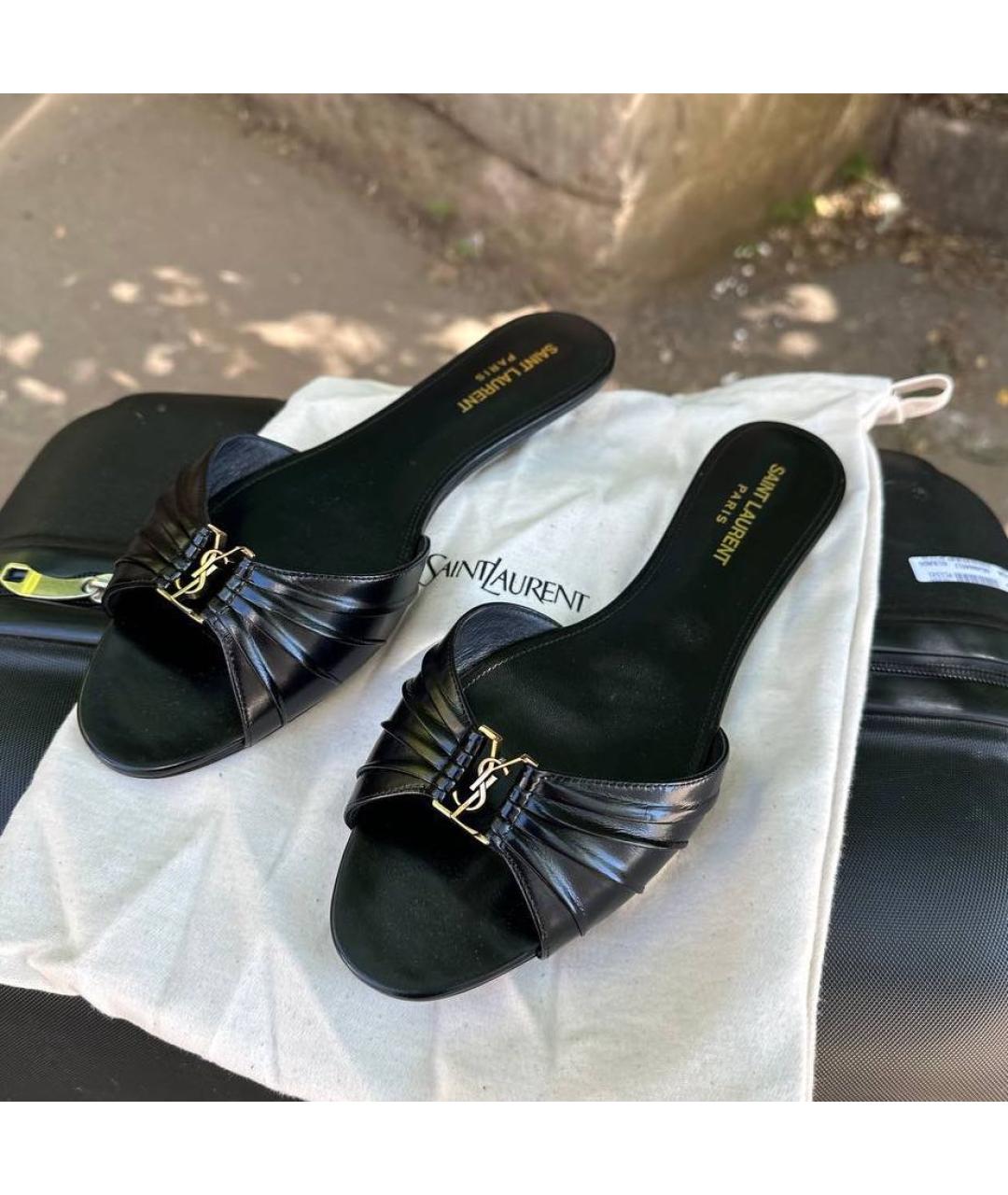 SAINT LAURENT Черные кожаные туфли, фото 4