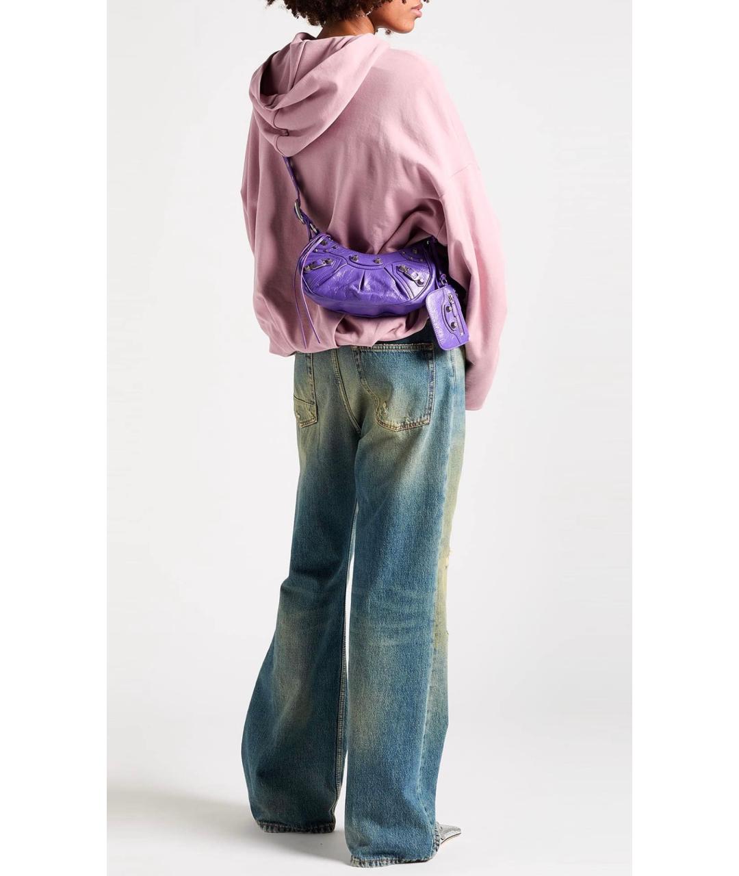 BALENCIAGA Фиолетовая кожаная сумка через плечо, фото 3