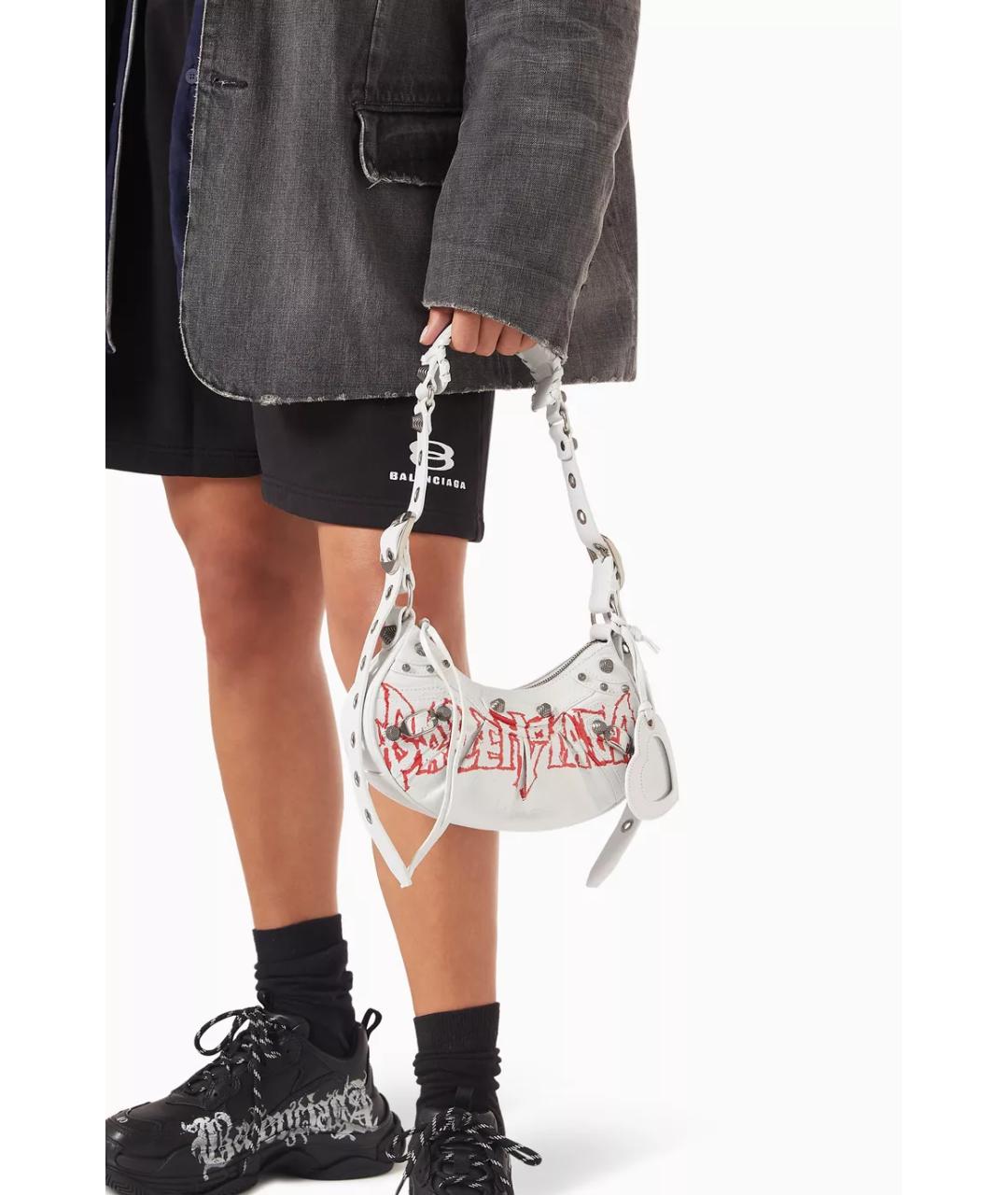 BALENCIAGA Белая кожаная сумка через плечо, фото 3