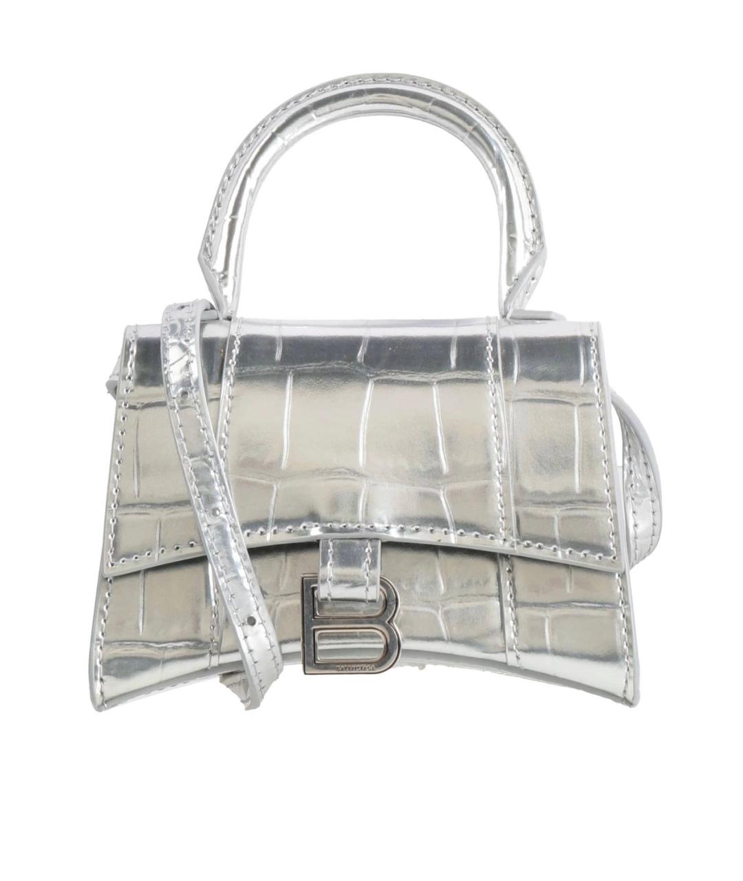 BALENCIAGA Серебряная кожаная сумка через плечо, фото 4