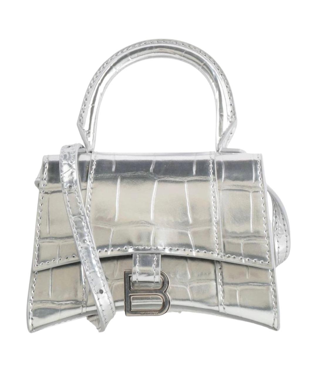 BALENCIAGA Серебряная кожаная сумка через плечо, фото 1