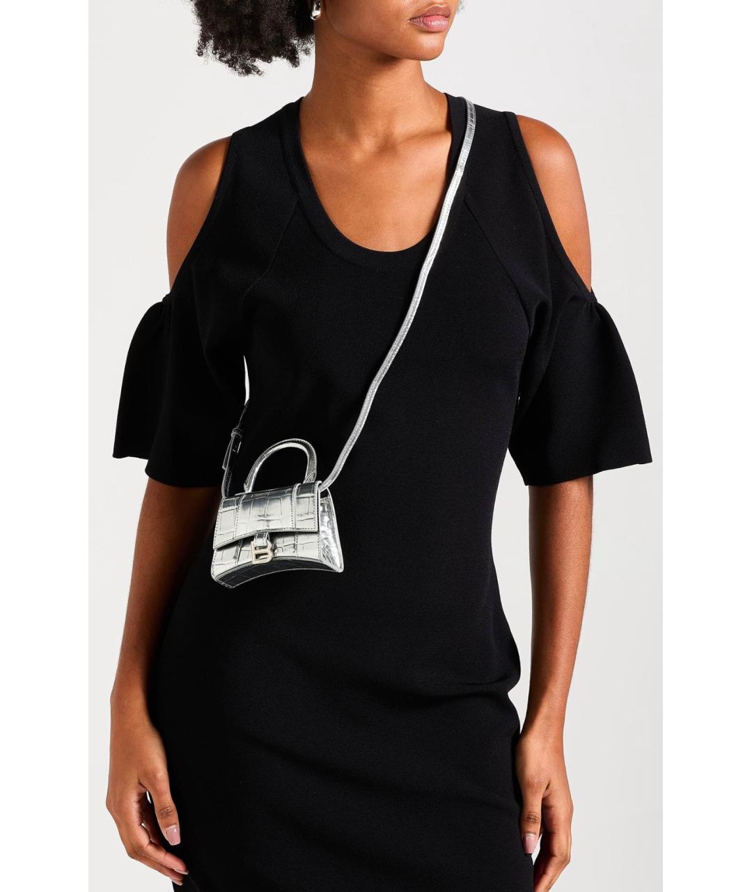 BALENCIAGA Серебряная кожаная сумка через плечо, фото 3