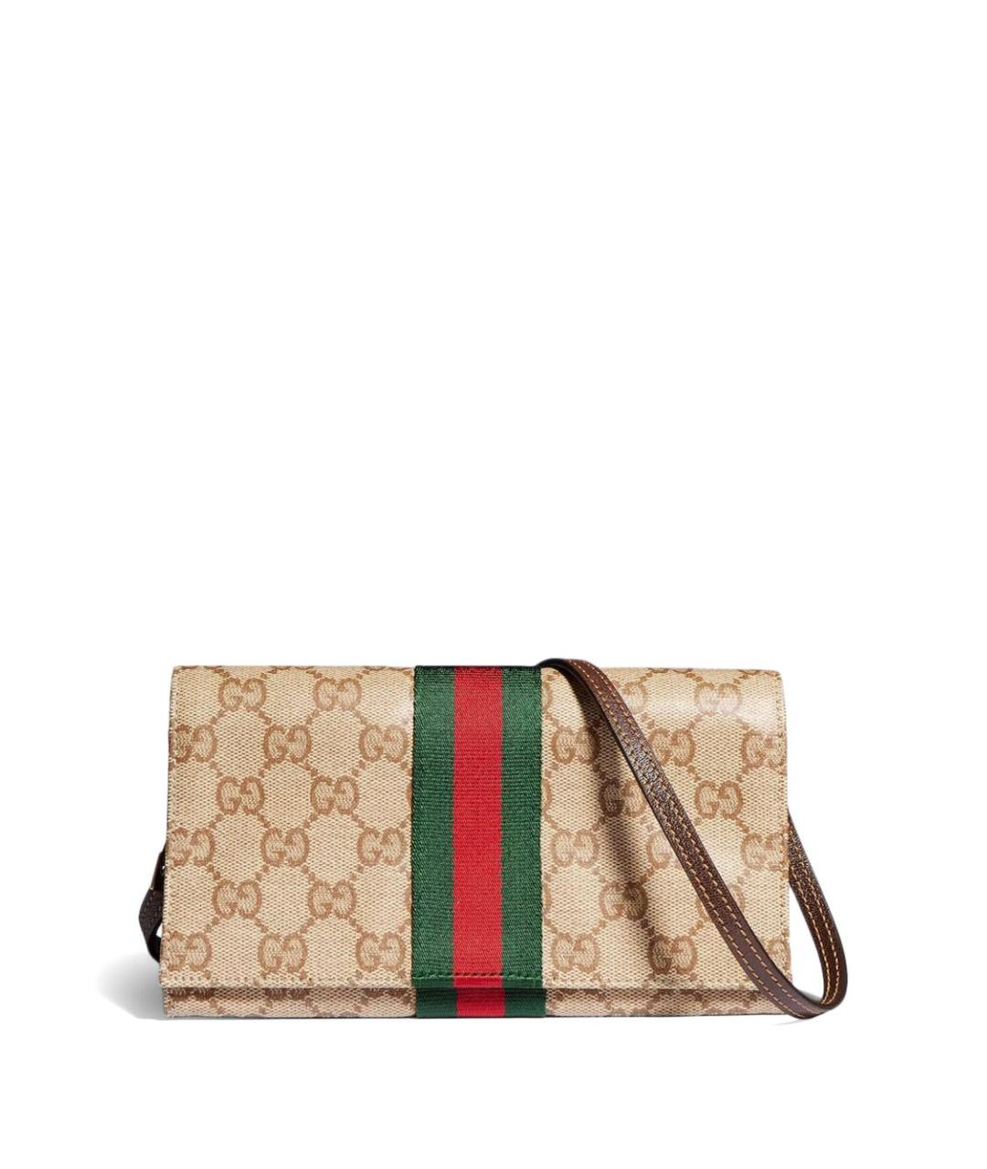 GUCCI Бежевая сумка через плечо из канвы, фото 3