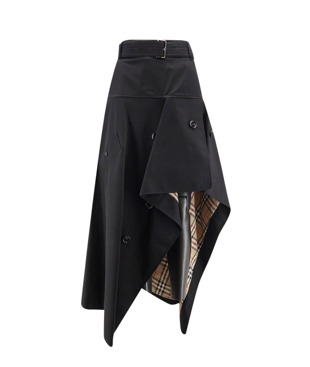 BURBERRY Черная хлопковая юбка миди, фото 1