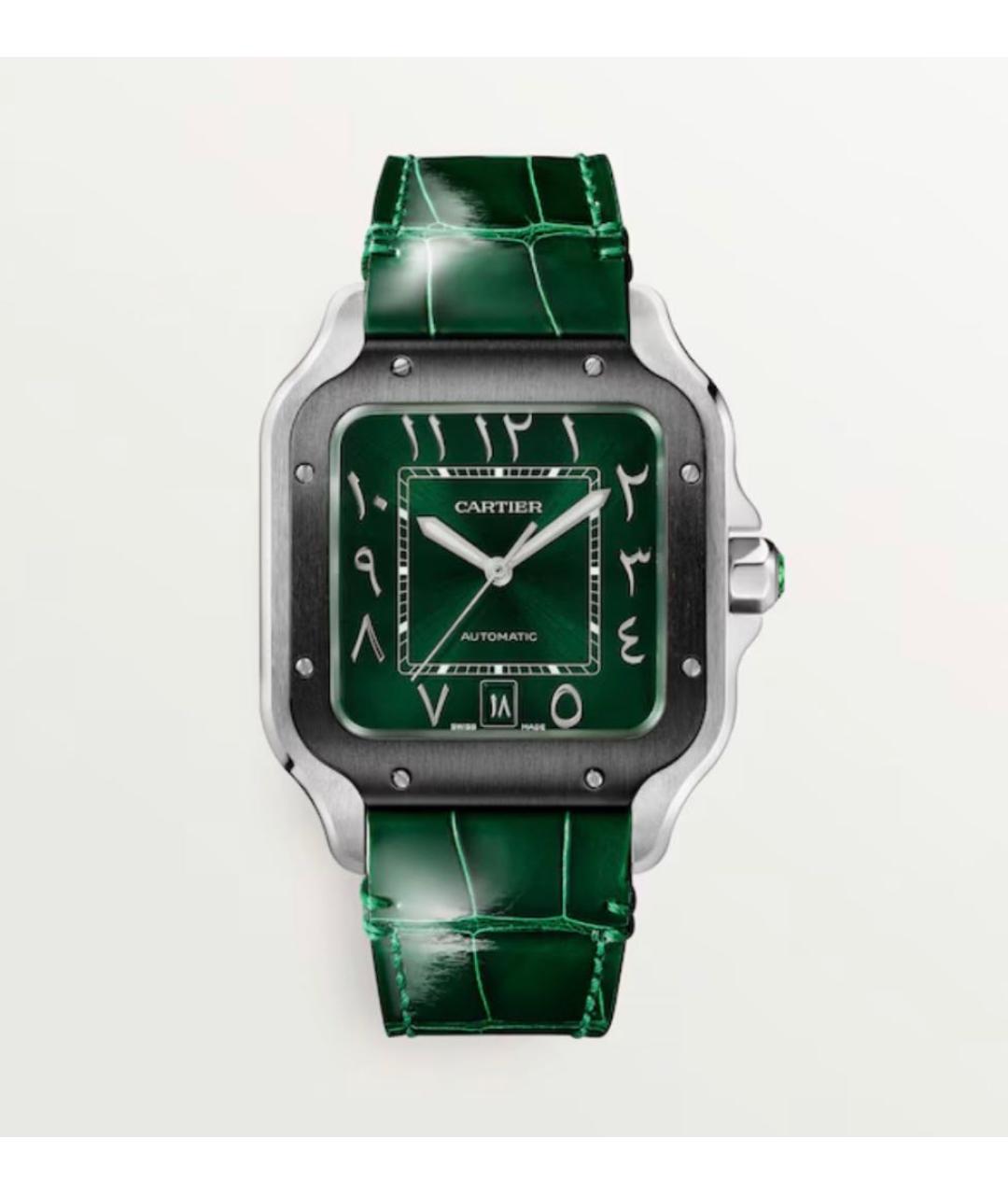 CARTIER Зеленые стальные часы, фото 8