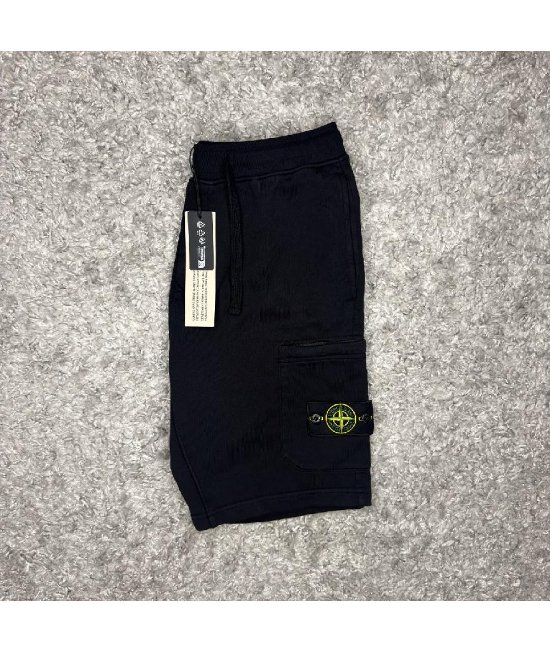 STONE ISLAND Черные хлопковые шорты, фото 3