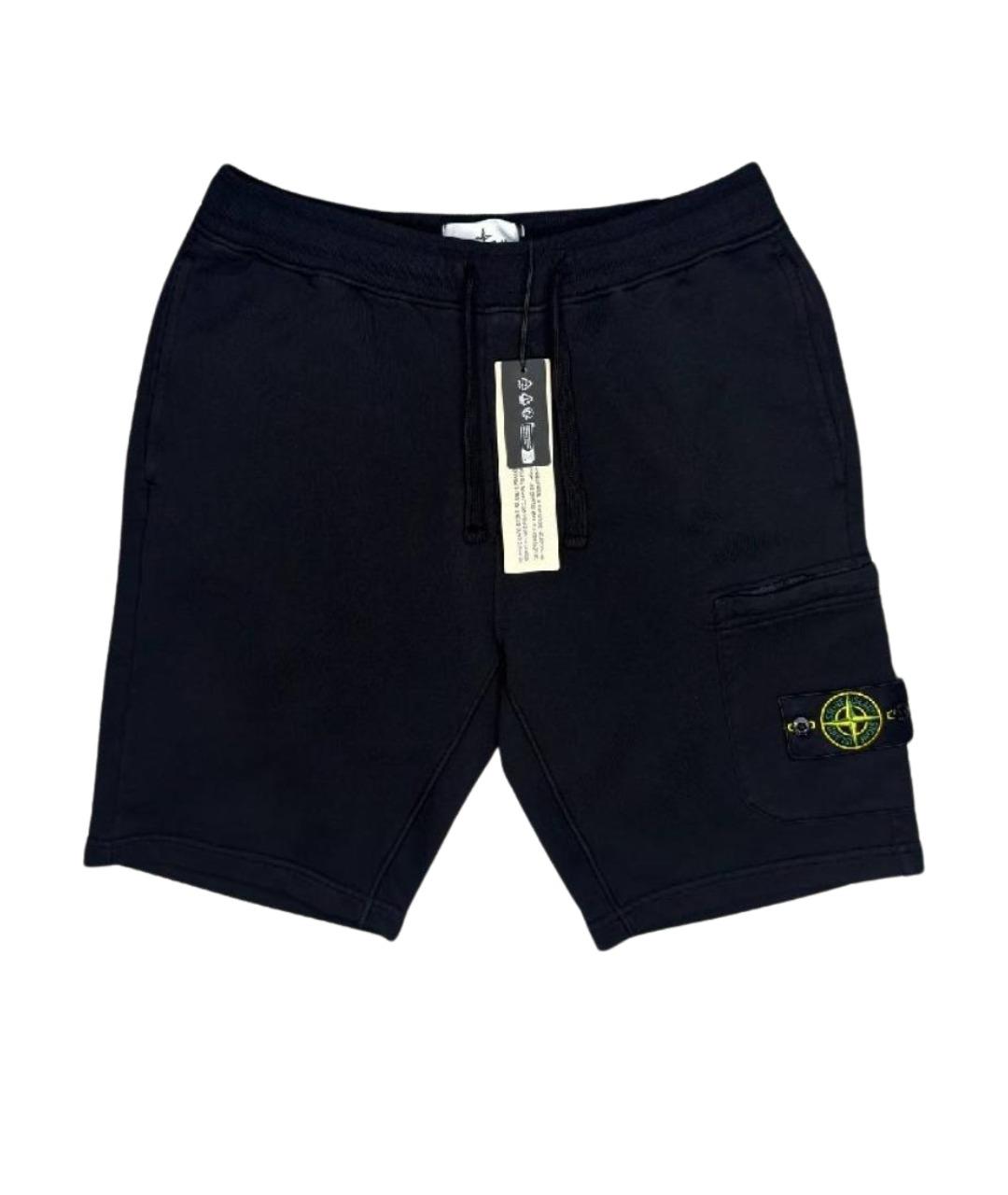 STONE ISLAND Черные хлопковые шорты, фото 1