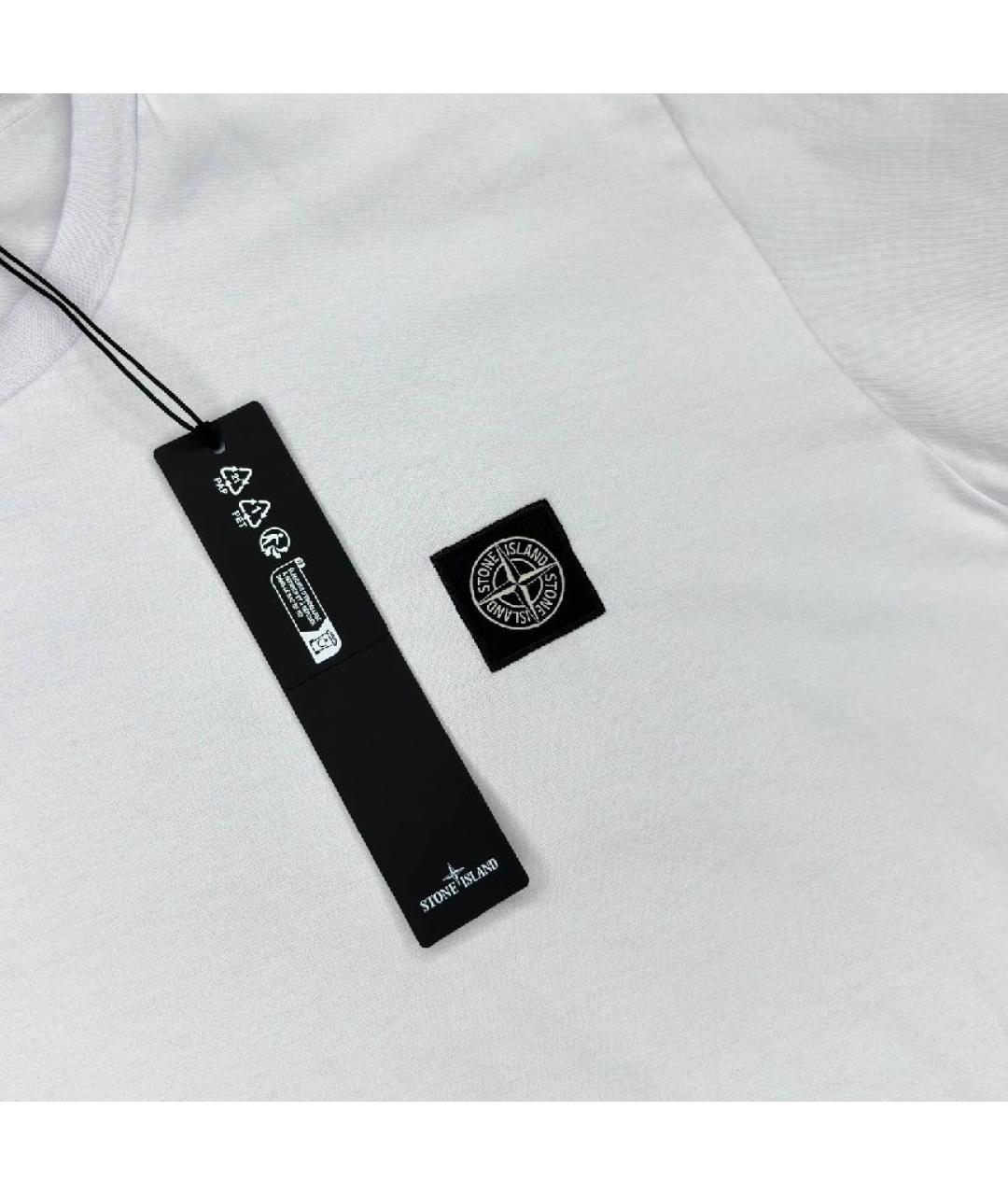 STONE ISLAND Белая хлопковая футболка, фото 3