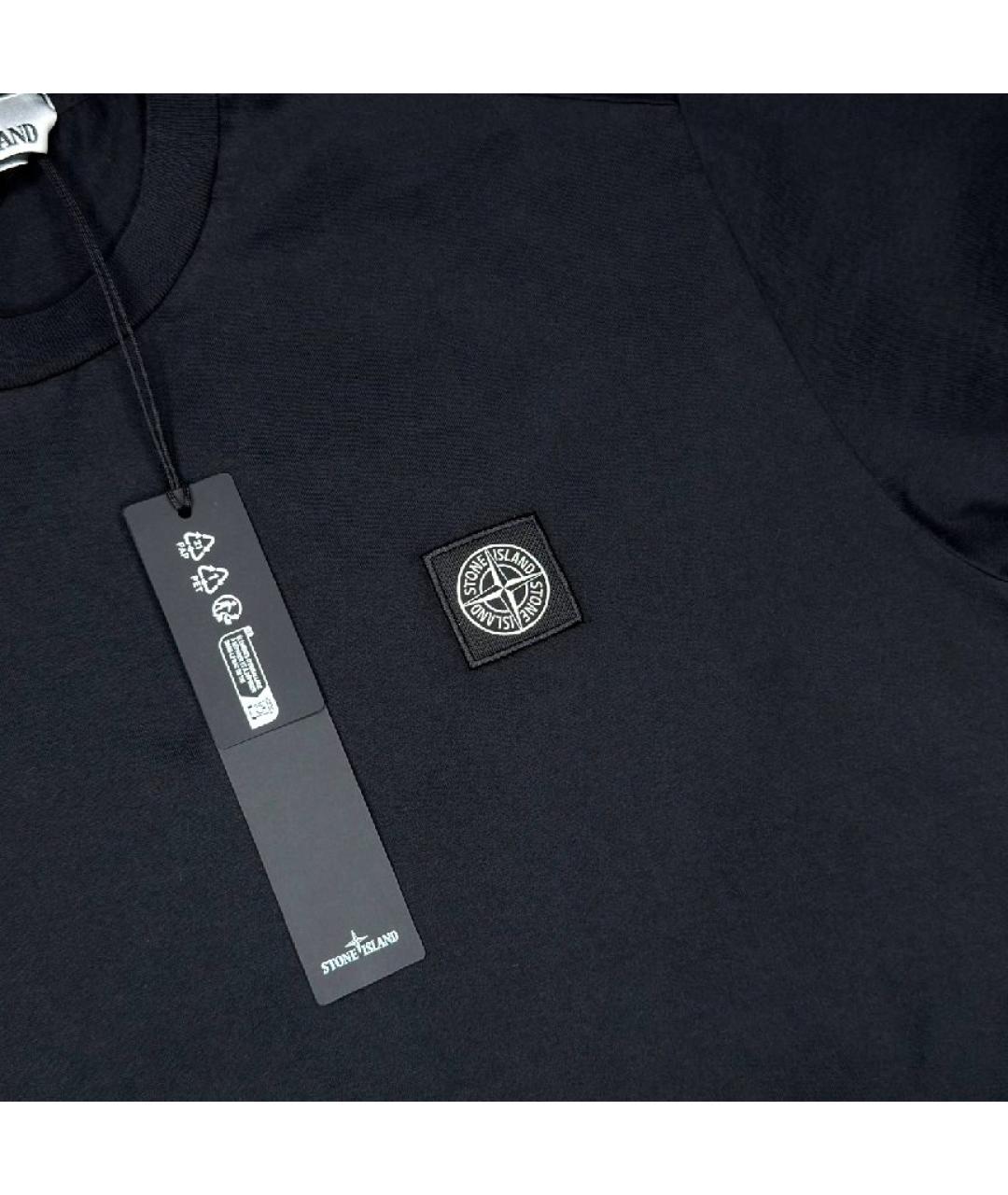 STONE ISLAND Черная хлопковая футболка, фото 3