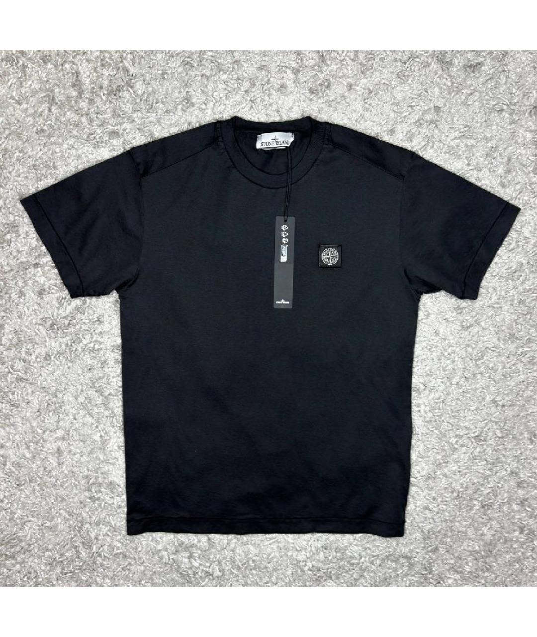STONE ISLAND Черная хлопковая футболка, фото 5