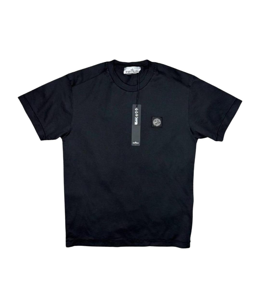 STONE ISLAND Черная хлопковая футболка, фото 1