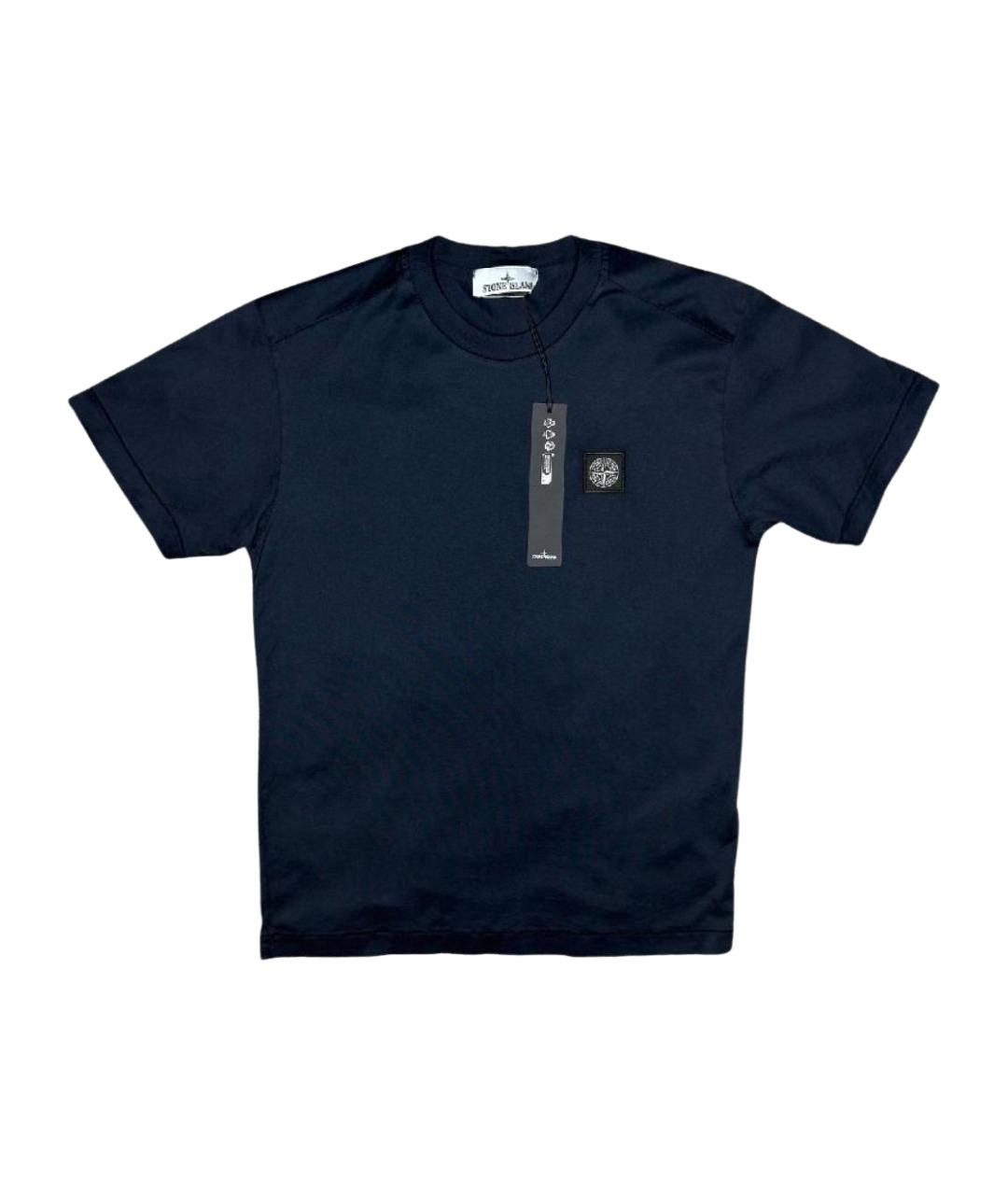 STONE ISLAND Темно-синяя хлопковая футболка, фото 1