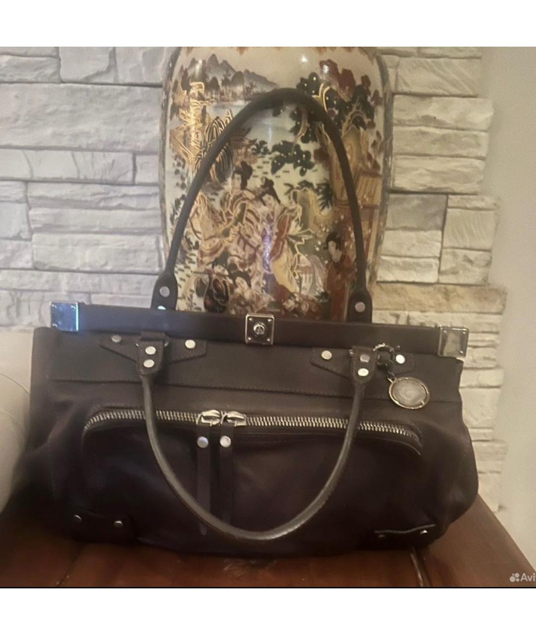 LANVIN Коричневая кожаная сумка с короткими ручками, фото 8