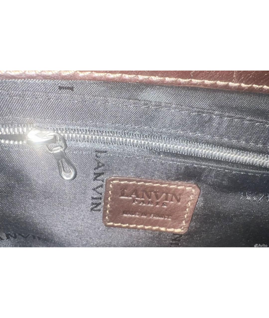 LANVIN Коричневая кожаная сумка с короткими ручками, фото 5