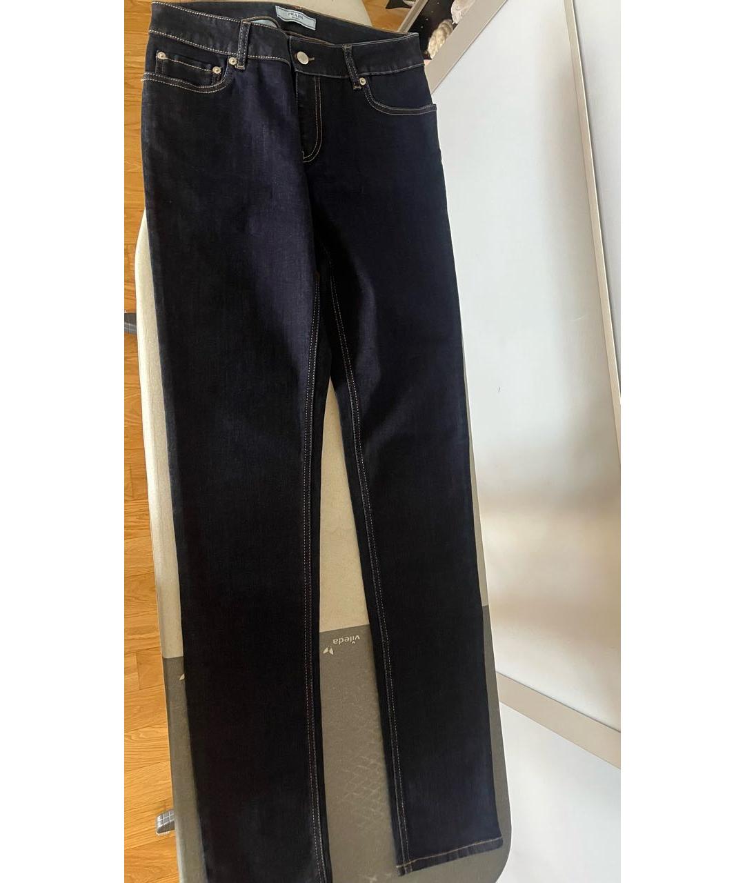 PRADA Темно-синие хлопко-полиэстеровые джинсы слим, фото 8