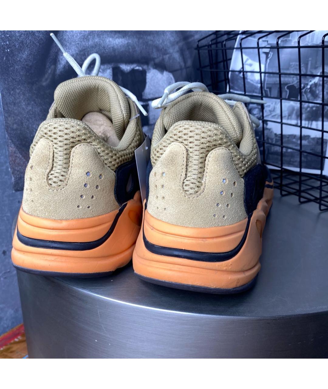 ADIDAS YEEZY Оранжевые текстильные низкие кроссовки / кеды, фото 4