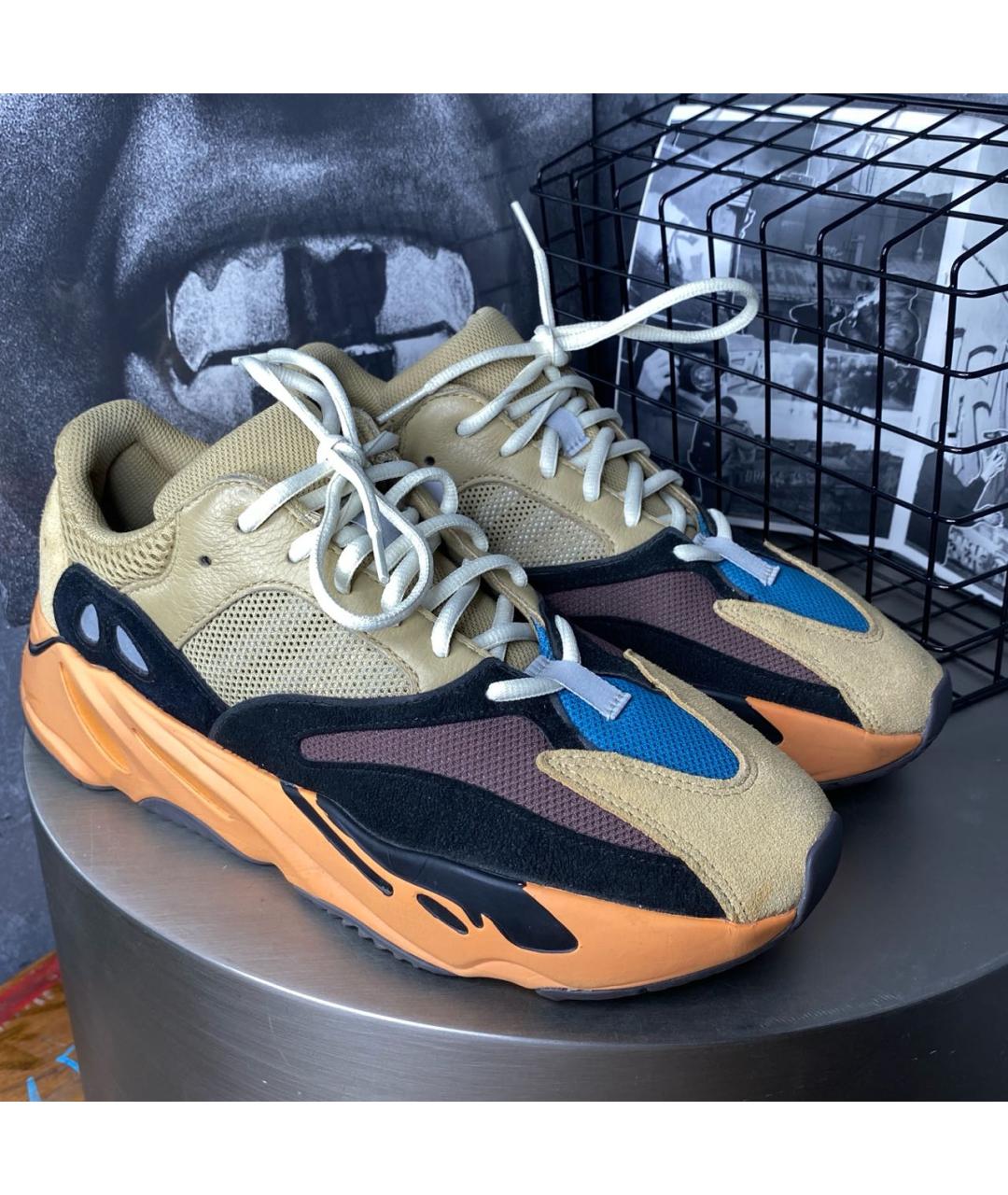 ADIDAS YEEZY Оранжевые текстильные низкие кроссовки / кеды, фото 3