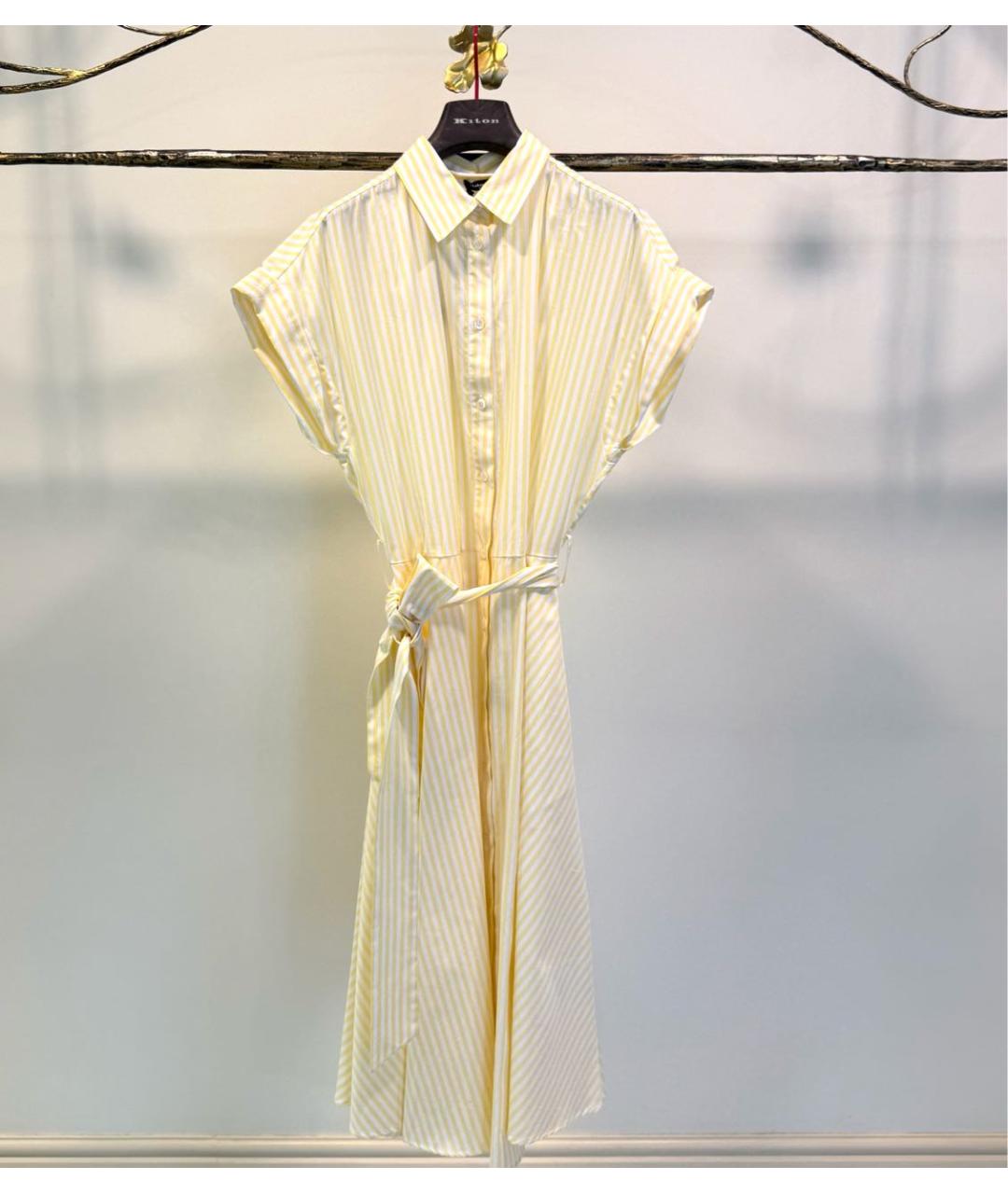 KITON Желтое хлопковое повседневное платье, фото 6
