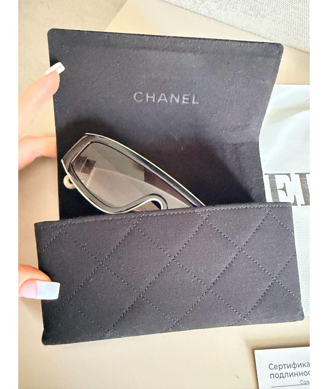 CHANEL Черные пластиковые солнцезащитные очки, фото 4
