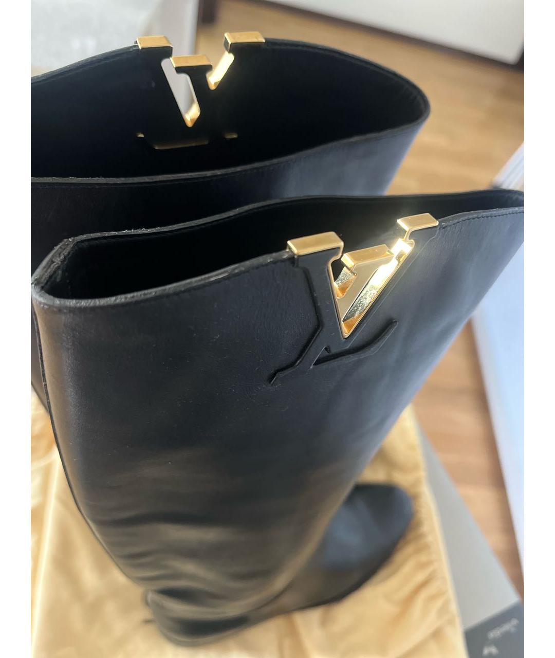 LOUIS VUITTON Черные кожаные сапоги, фото 6