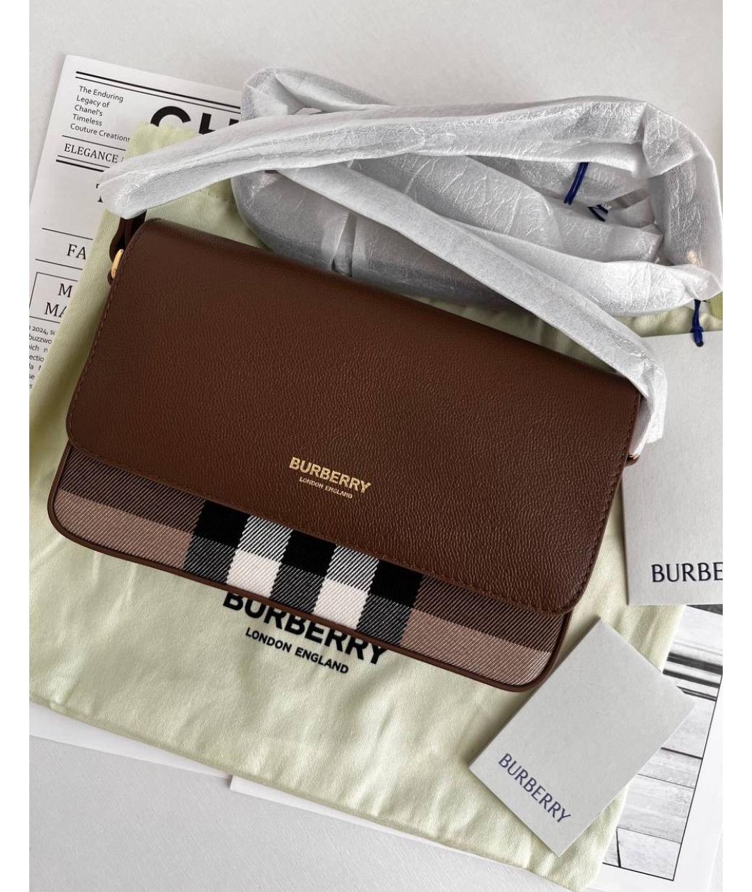 BURBERRY Коричневая кожаная сумка через плечо, фото 2