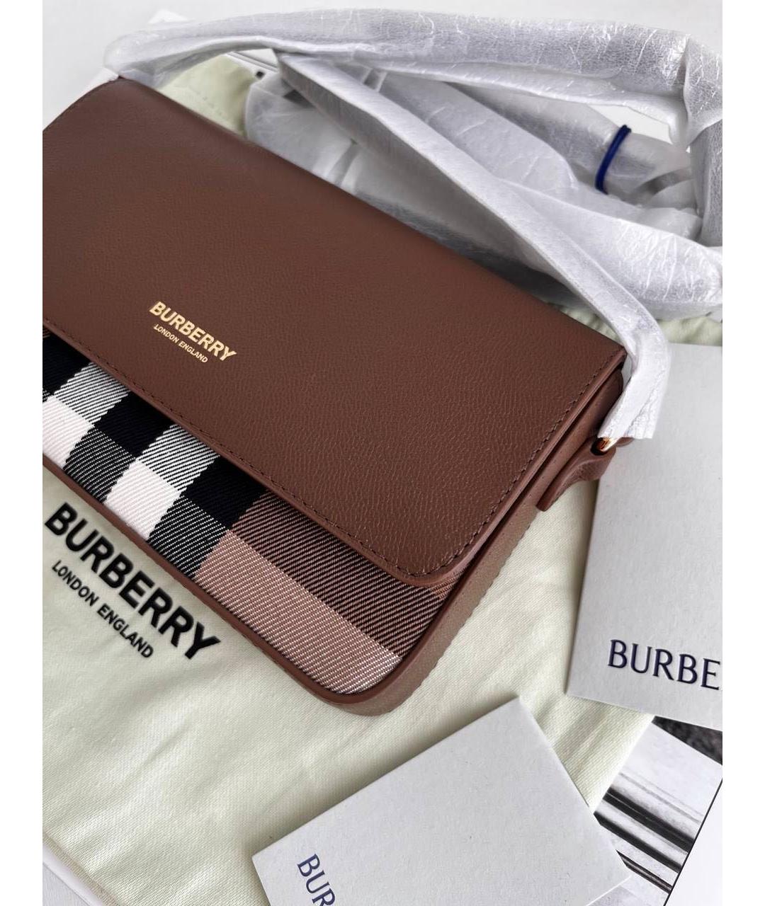 BURBERRY Коричневая кожаная сумка через плечо, фото 4