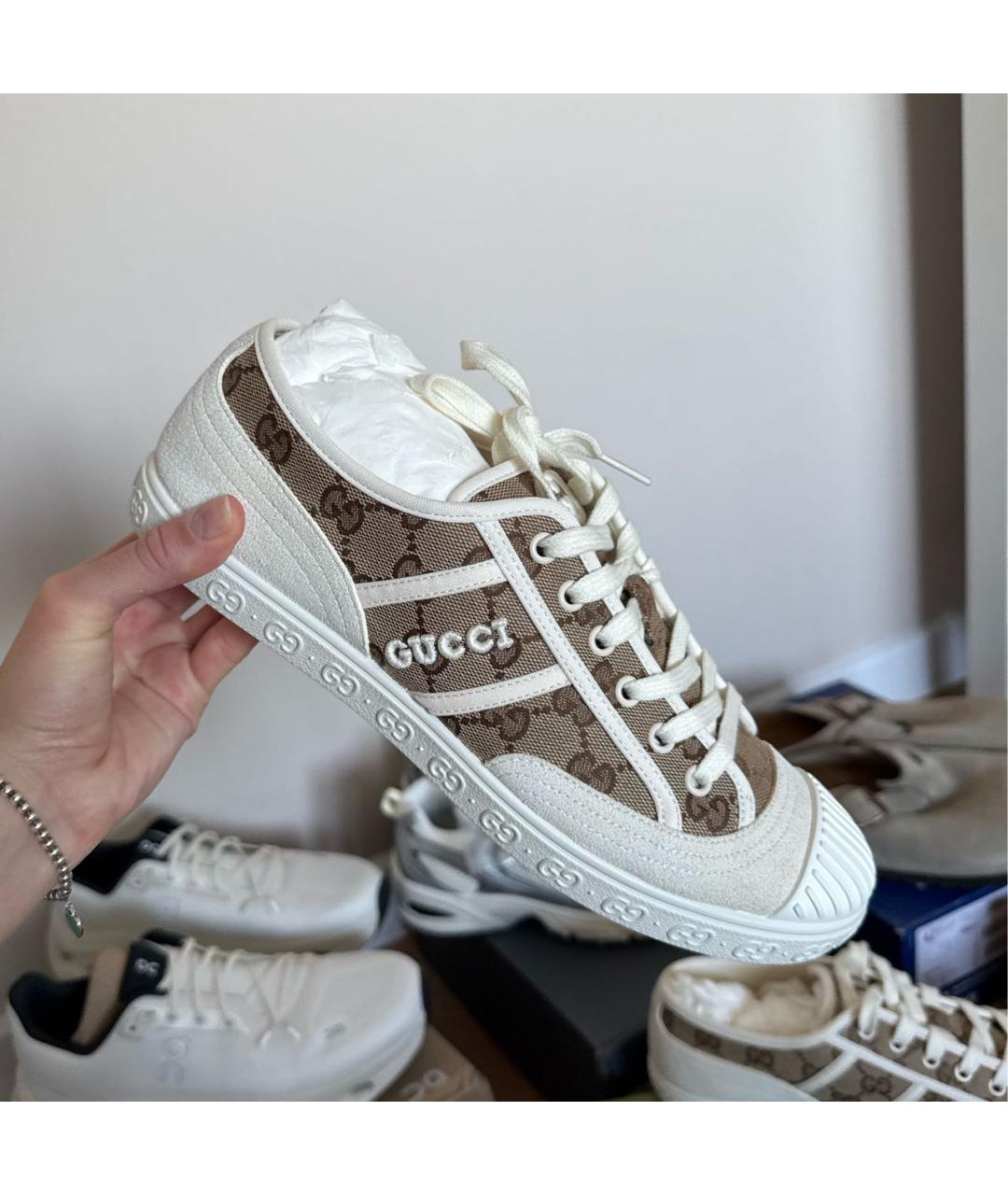 GUCCI Бежевые текстильные кеды, фото 3