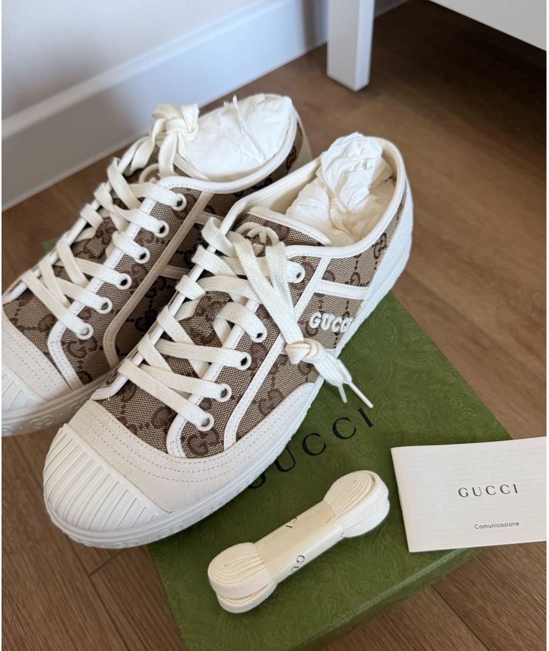 GUCCI Бежевые текстильные кеды, фото 4