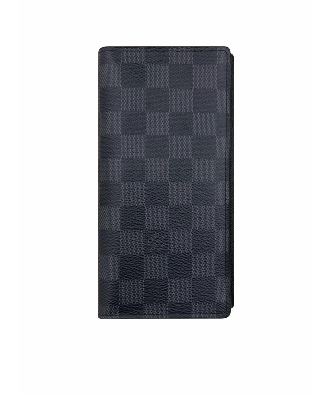 LOUIS VUITTON Антрацитовый кожаный кошелек, фото 1