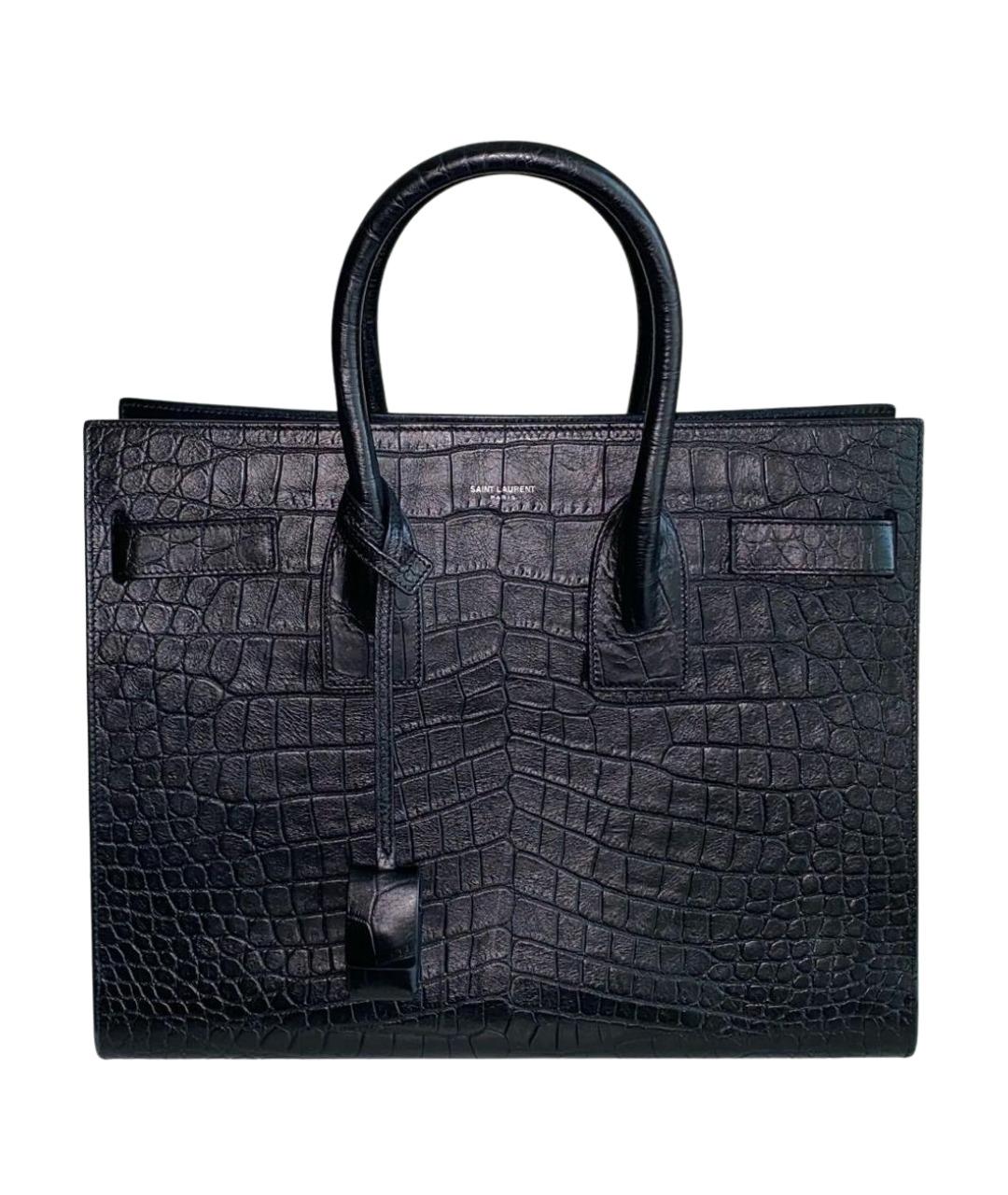 SAINT LAURENT Черная кожаная сумка с короткими ручками, фото 1