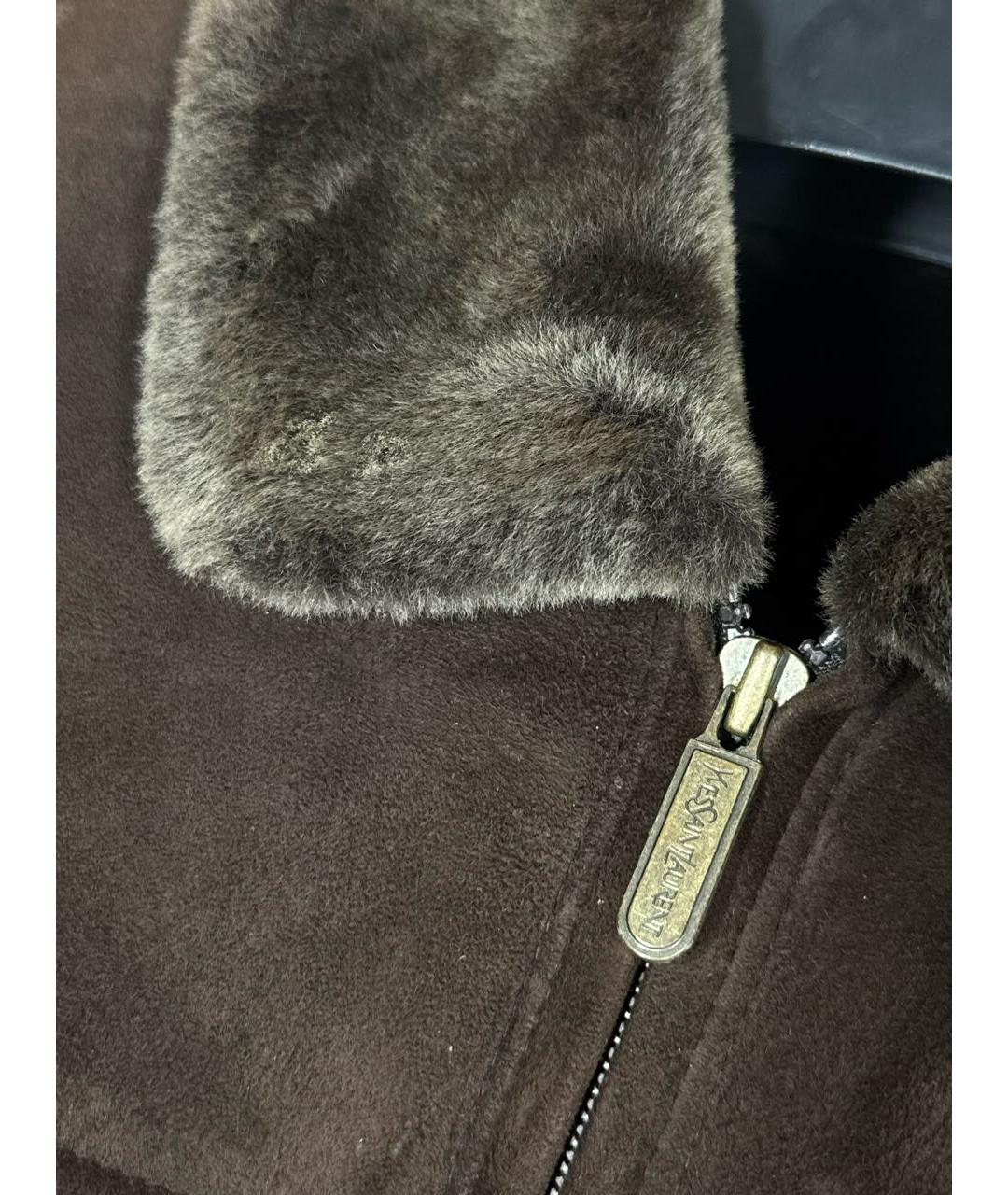 SAINT LAURENT Коричневая дубленка/шуба, фото 3