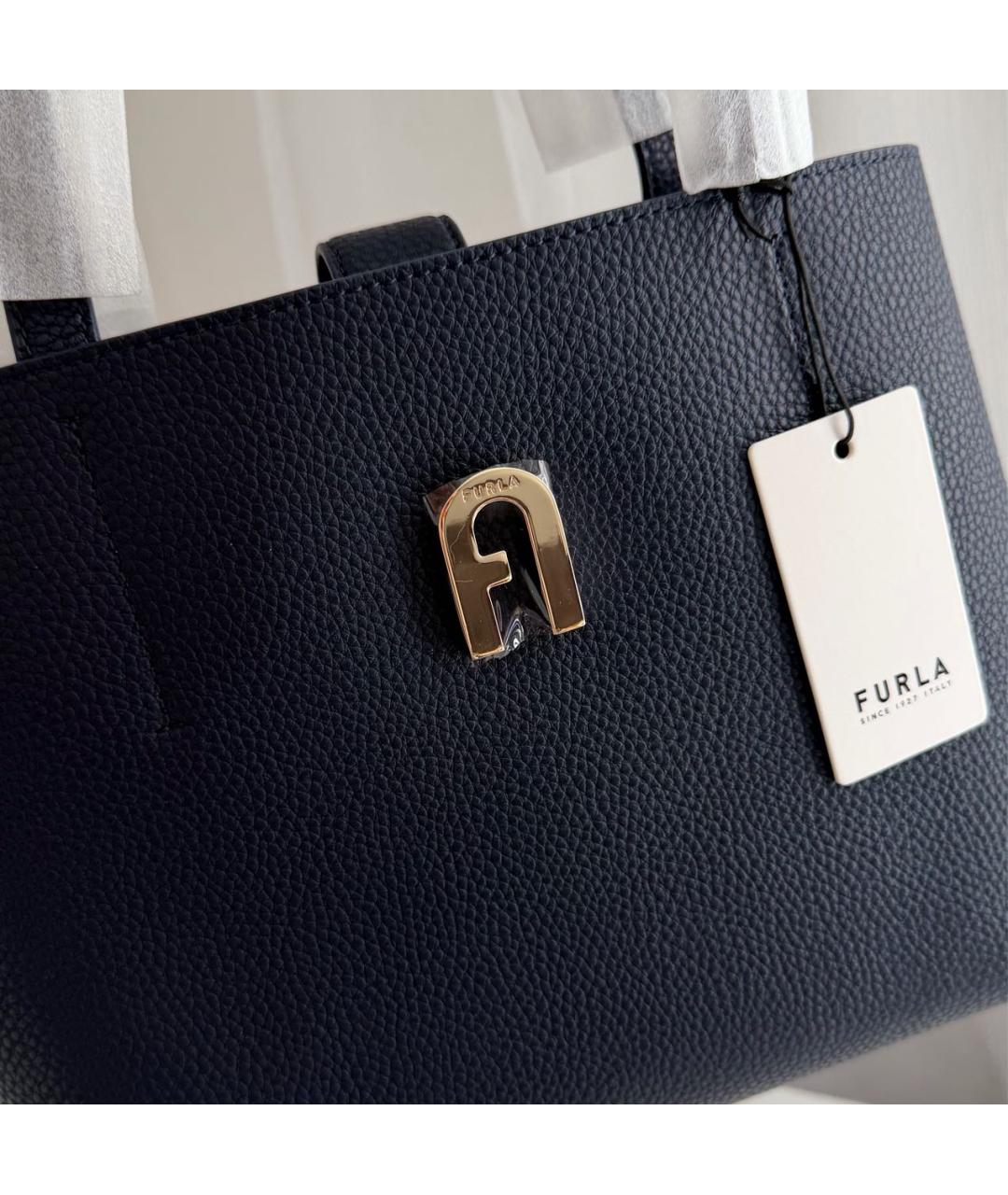 FURLA Темно-синяя кожаная сумка тоут, фото 8