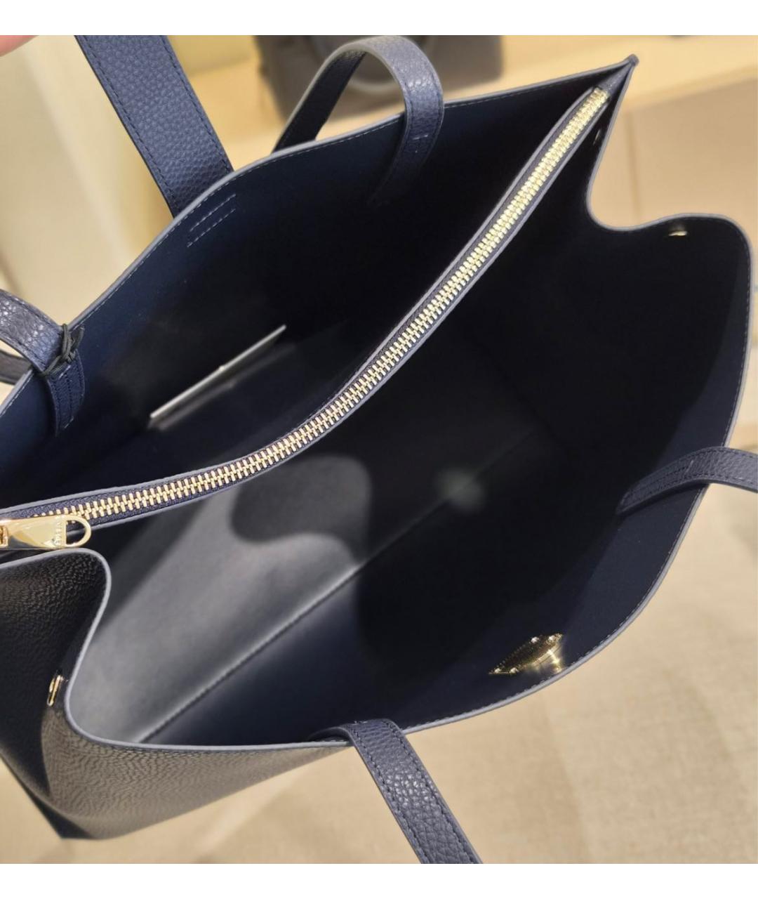 FURLA Темно-синяя кожаная сумка тоут, фото 6