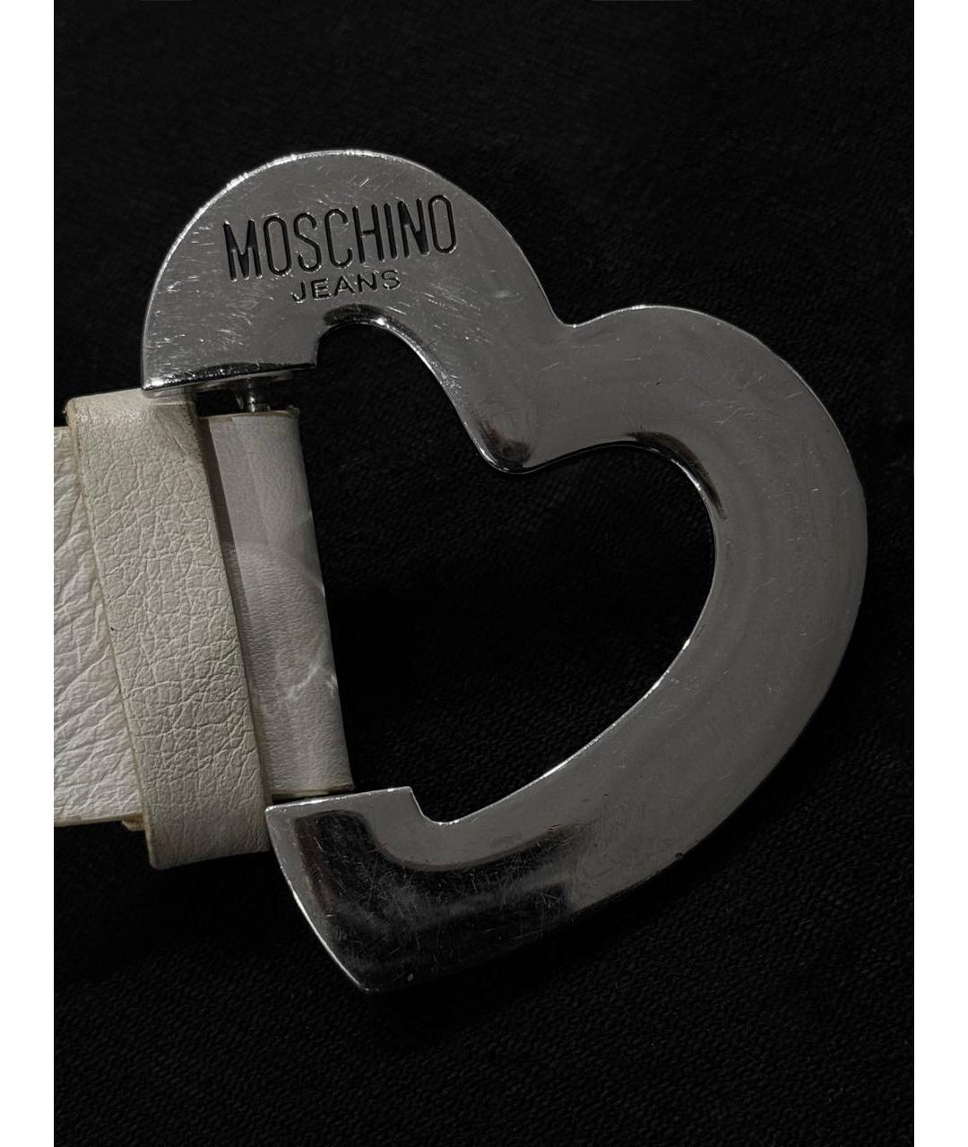 MOSCHINO Белый кожаный ремень, фото 2