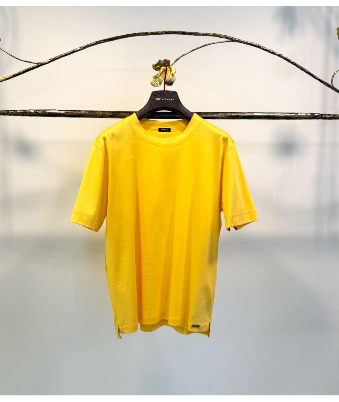 KITON Желтая хлопковая футболка, фото 6