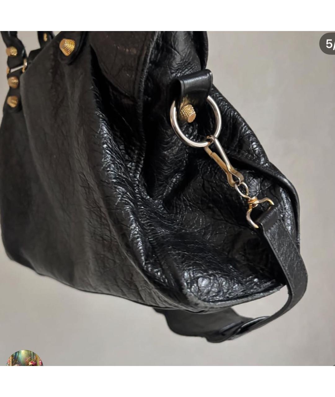 BALENCIAGA Черная кожаная сумка с короткими ручками, фото 5