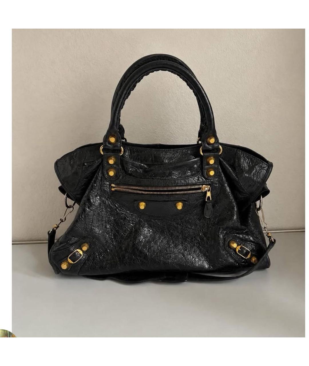 BALENCIAGA Черная кожаная сумка с короткими ручками, фото 7
