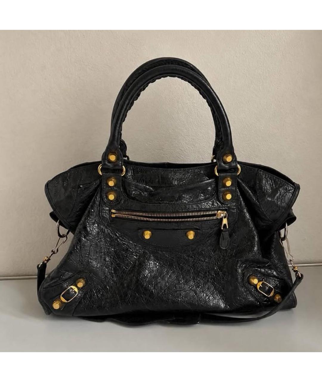 BALENCIAGA Черная кожаная сумка с короткими ручками, фото 8