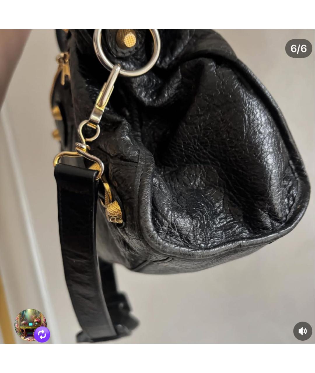 BALENCIAGA Черная кожаная сумка с короткими ручками, фото 6
