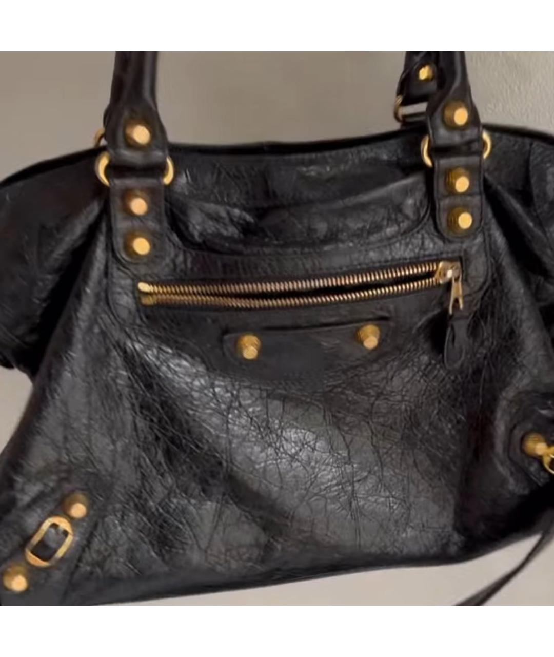 BALENCIAGA Черная кожаная сумка с короткими ручками, фото 2