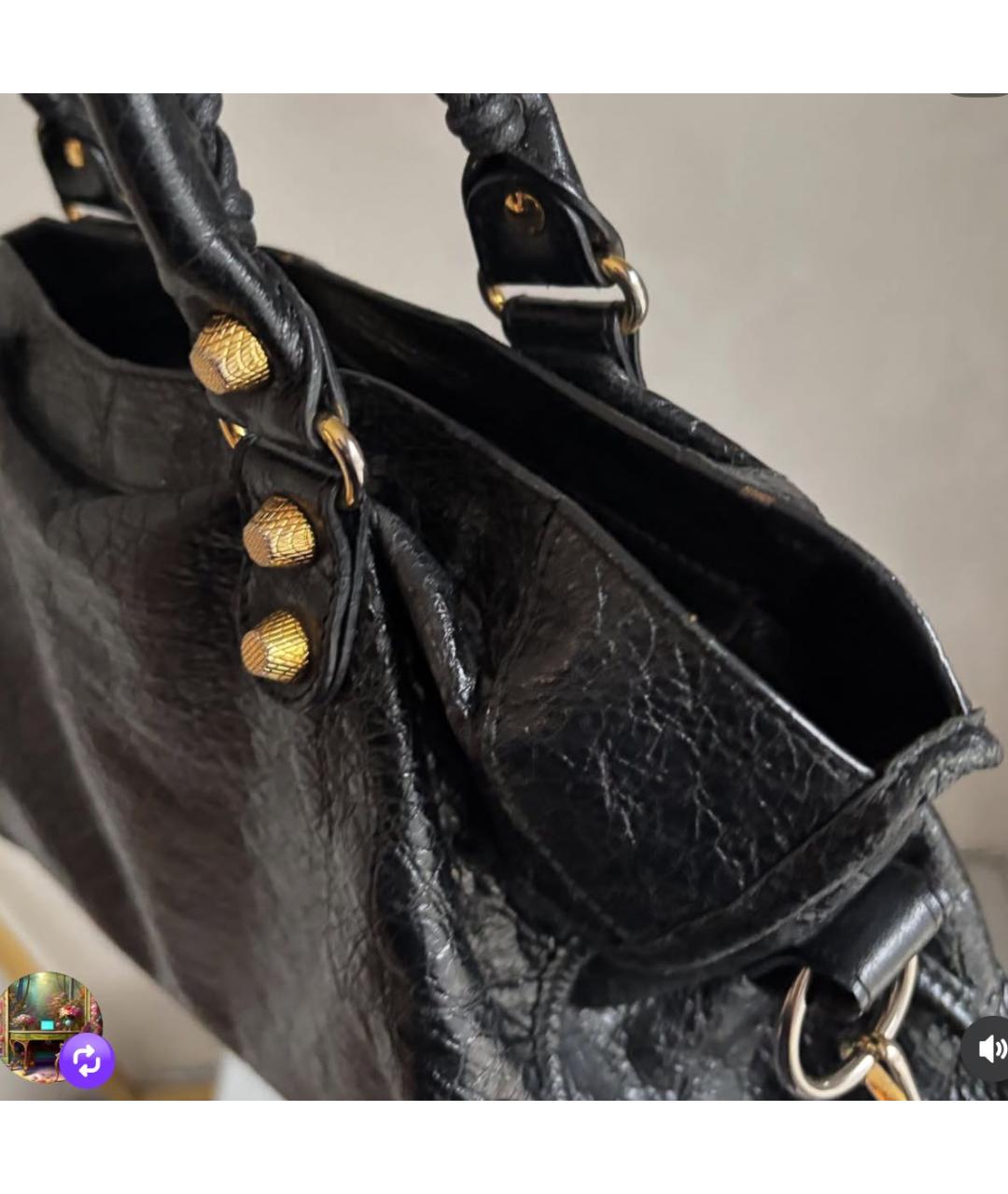 BALENCIAGA Черная кожаная сумка с короткими ручками, фото 3