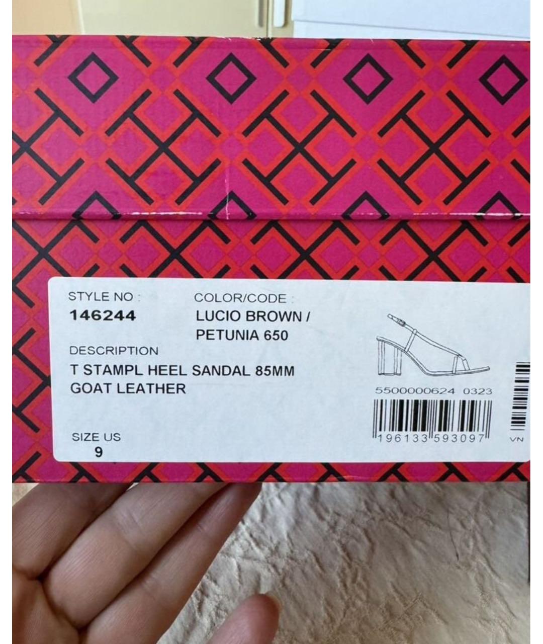 TORY BURCH Розовые кожаные босоножки, фото 5