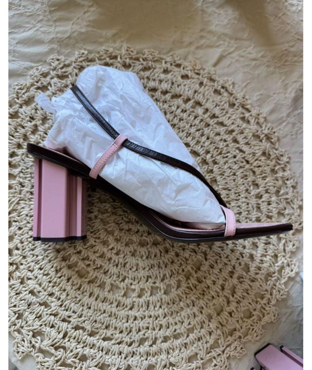 TORY BURCH Розовые кожаные босоножки, фото 7