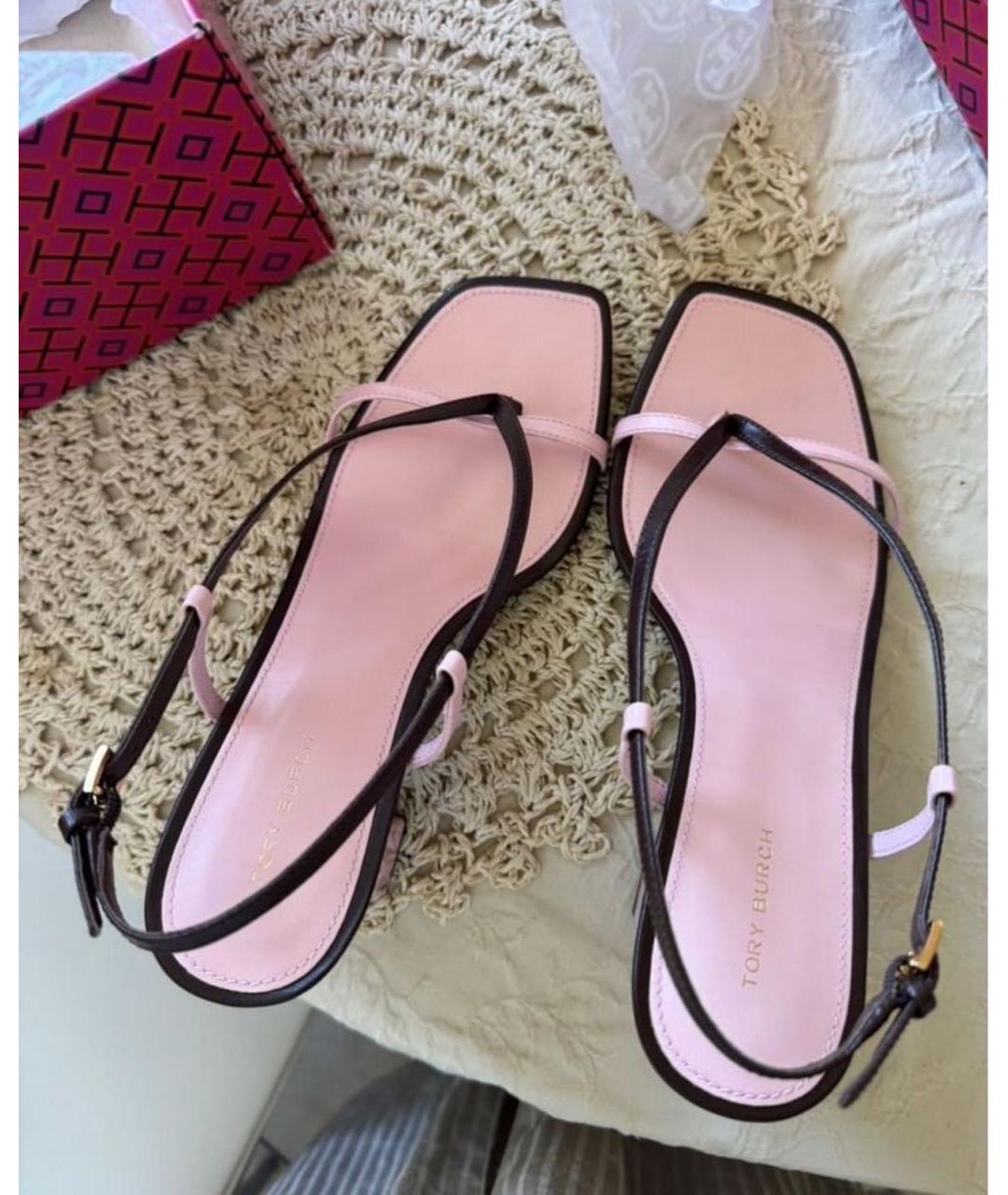 TORY BURCH Розовые кожаные босоножки, фото 3