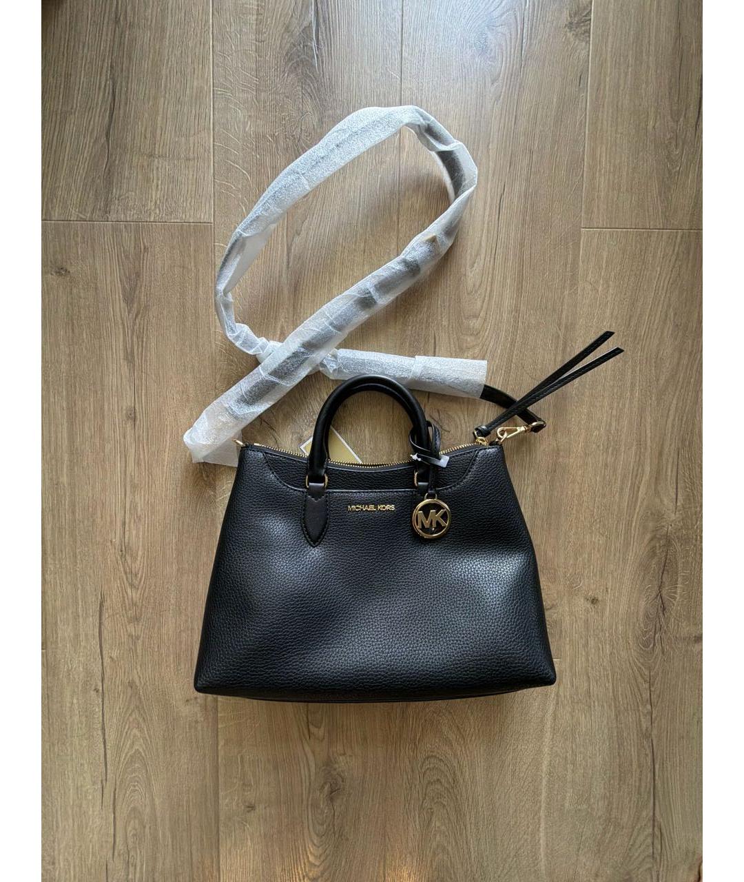 MICHAEL KORS Черная кожаная сумка с короткими ручками, фото 6