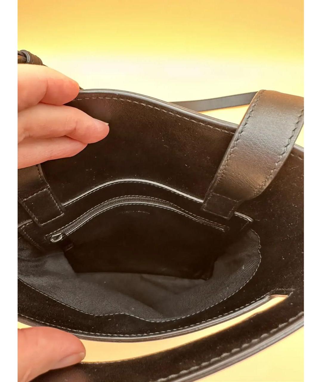 BOTTEGA VENETA Черная кожаная сумка на плечо, фото 8