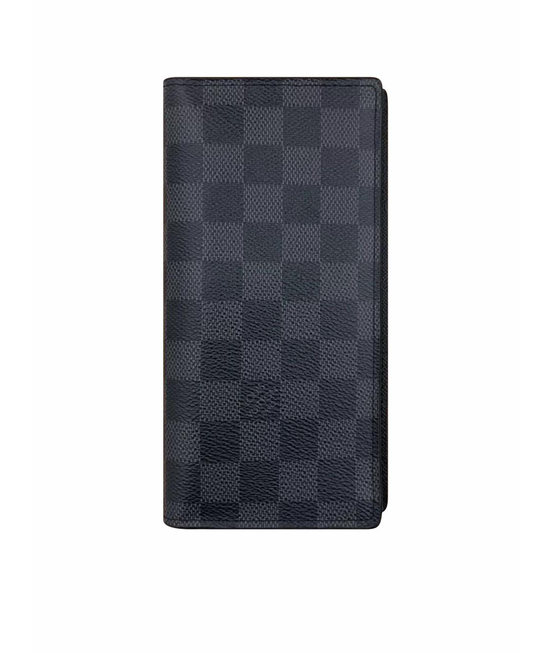 LOUIS VUITTON Антрацитовый кожаный кошелек, фото 1