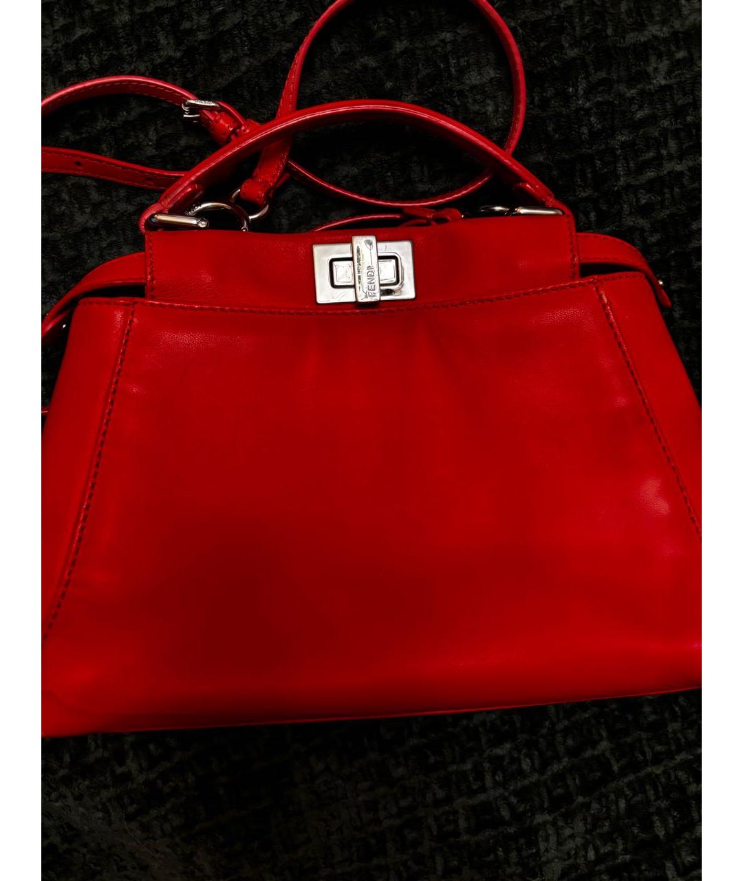 FENDI Красная кожаная сумка тоут, фото 5