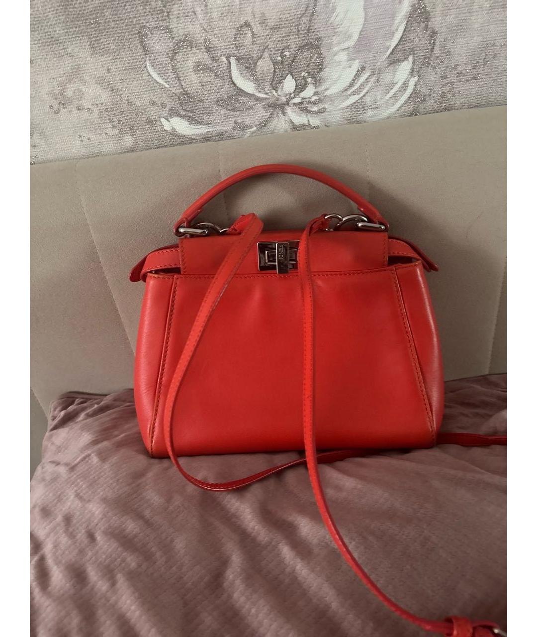 FENDI Красная кожаная сумка тоут, фото 3