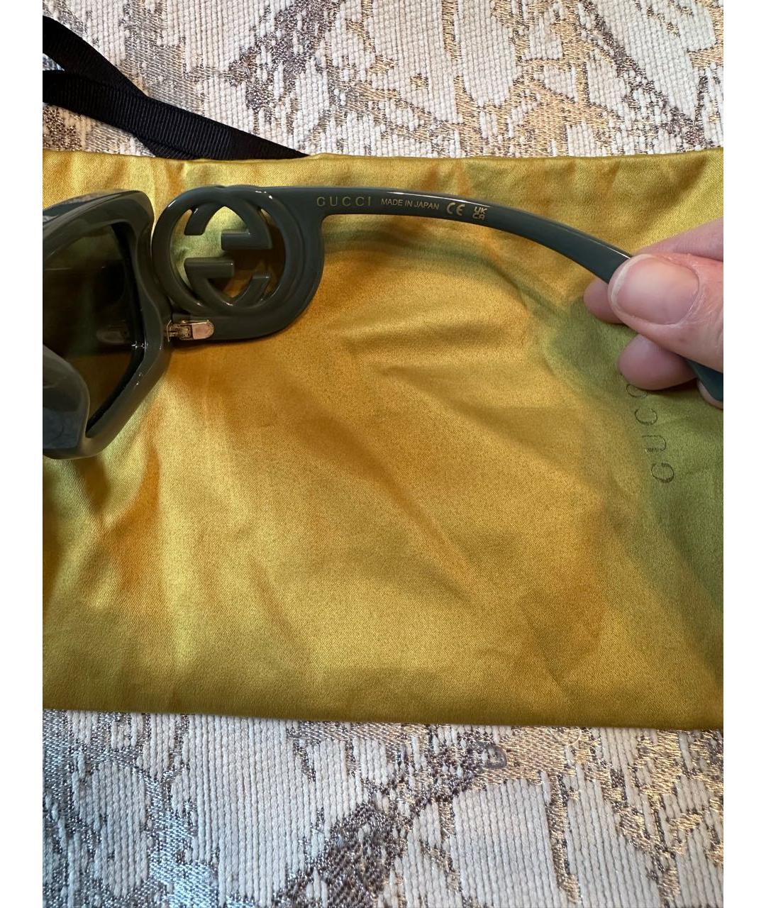 GUCCI Зеленые пластиковые солнцезащитные очки, фото 4